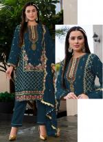 Faux Georgette  Blue Festival Wear Embroidery Sequence Work With Zarkan Pakistani Suit